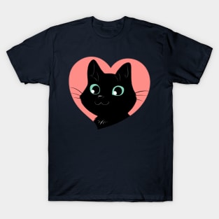 I Heart Black Cats! (Fancy Edition) T-Shirt